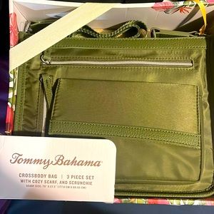 Tommy Bahama cross body bag w/ cozy scarf and scrunchie